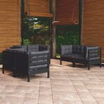 vidaXL Salon de jardin 6 Pièces avec coussins bois de pin massif