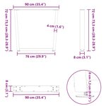 vidaXL Pieds de table à manger en forme de V  2 pièces  blanc  90 x (72-73 3) cm  acier