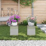 vidaXL Supports pour plantes 2 Pièces Argent 24 x 24 x 35 cm