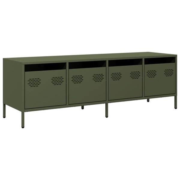 vidaXL Meuble TV vert olive 135x39x43 5 cm acier laminé à froid