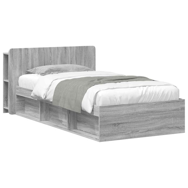 vidaXL Cadre de lit avec rangement Sonoma gris 75 x 190 cm