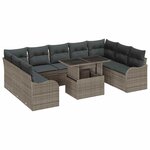 vidaXL Ensemble de canapé de jardin 10 Pièces Gris Poly rotin