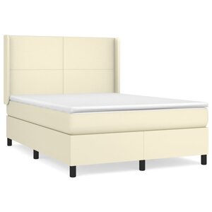 vidaXL Sommier à lattes de lit avec matelas Crème 140x200cm Similicuir