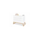 Commode à langer Bridge large Semi poli fin  MDF uni laqué blanc massif frêne laqué clair