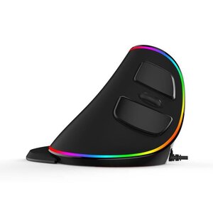 DELUX Souris Verticale Ergo Noire - Sans fil - RGB