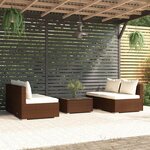Vidaxl salon de jardin 5 pièces avec coussins résine tressée marron