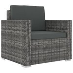 vidaXL Salon de jardin 8 Pièces avec coussins résine tressée gris
