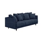 Canapé droit fixe 4 places - Tissu bleu - Classique - L 212 x P 93 cm - CONSTANCE