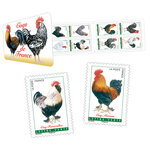 Carnet de 12 timbres - Coqs de France - 12 timbres autocollants