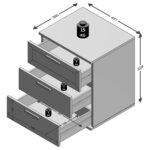 Fmd table de chevet avec 3 tiroirs blanc