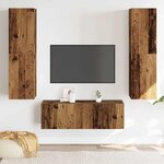 vidaXL Meubles TV muraux 3 Pièces vieux bois bois d'ingénierie