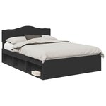vidaXL Cadre de lit Noir 150 x 200 cm Bois de pin massif