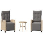 vidaXL Ensemble de bistro 3 Pièces coussins mélange beige résine tressée