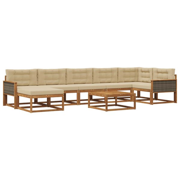 vidaXL Ensemble de canapés d'extérieur 8 Pièces Naturel et Beige
