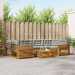 vidaXL Ensemble de canapés d'extérieur 7 Pièces Gris Naturel et Clair