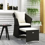 vidaXL Salon de jardin 2 Pièces avec coussins Noir Résine tressée