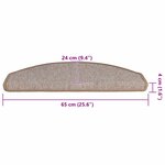 vidaXL Tapis d'escalier 20 pièces 65 x 24 x 4 cm Marron clair Demi-rond Grand