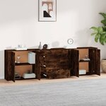vidaXL Buffets 3 Pièces Chêne fumé Bois d'ingénierie