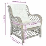 vidaXL Canapé avec coussin Gris Rotin naturel et lin