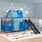 vidaXL Lit mezzanine pour enfants Noir et Bleu 99 5 x 200 cm Métал