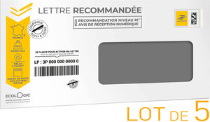 Prêt-à-Poster - Lettre Recommandée - 20g - Enveloppes à fenêtre en lot de 5