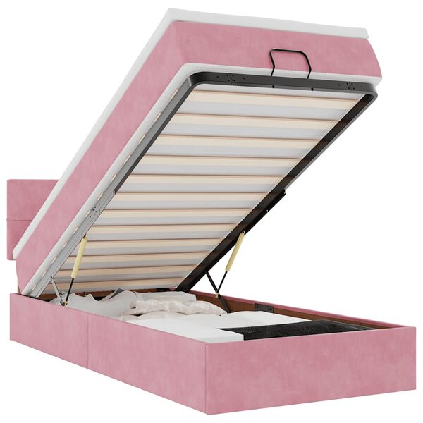 vidaXL Cadre de lit ottoman avec matelas rose 80x200 cm velours