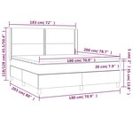 vidaXL Sommier à lattes de lit matelas LED Gris foncé 180x200 cm Tissu