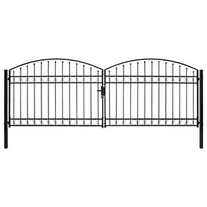 vidaXL Portillon double porte avec dessus arqué Acier 400x125 cm Noir