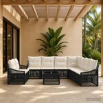 vidaXL Ensemble de canapé de jardin 10 pc Noir polyrotin