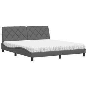 vidaXL Lit avec matelas gris foncé 180x200 cm tissu