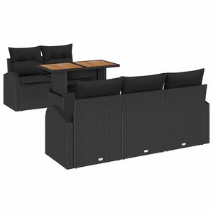 vidaXL Ensemble de canapé de jardin avec coussin 6 Pièces Noir