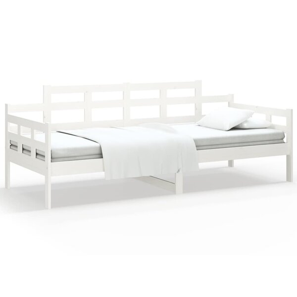 vidaXL Lit de jour blanc bois de pin massif 90x200 cm