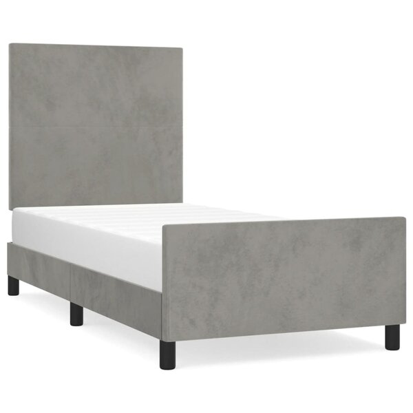 vidaXL Cadre de lit avec tête de lit Gris clair 90x200 cm Velours