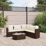 vidaXL Salon de jardin avec coussins 6 Pièces marron résine tressée