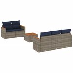 vidaXL Salon de jardin 6 Pièces avec coussins gris résine tressée