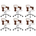 vidaXL Chaises pivotantes à manger lot de 6 bois courbé et similicuir