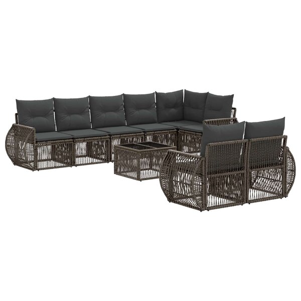 vidaXL Ensemble de canapé de jardin 9 pc Gris et Gris foncé polyrotin