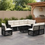 vidaXL Ensemble de canapé de jardin 9 pc Noir et blanc crème polyrotin