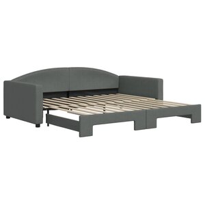 vidaXL Lit de jour avec gigogne sans matelas gris foncé 100x200 cm