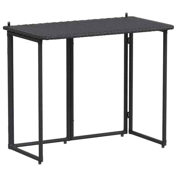 VidaXL Table de jardin pliante noir 90 x 51 x 75 cm polyrotin