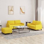 vidaXL Ensemble de canapés 3 Pièces avec coussins Jaune clair Tissu
