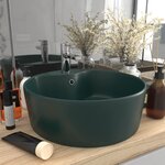 vidaXL Lavabo de luxe avec trop-plein Vert foncé mat 36x13cm Céramique