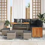 vidaXL Ensemble de canapé de jardin avec coussin 9 Pièces Gris
