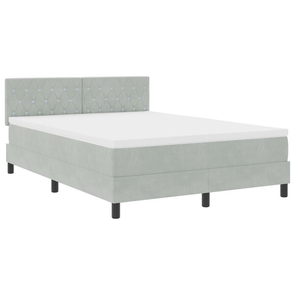 vidaXL Lit à Sommier avec Matelas Gris Clair 160x200 cm Velours