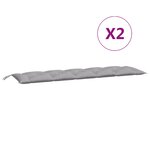 vidaXL Coussins de banc jardin lot de 2 gris 180x50x7 cm tissu Oxford