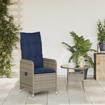 vidaXL Chaise de jardin inclinable avec coussins en résine tressée grise
