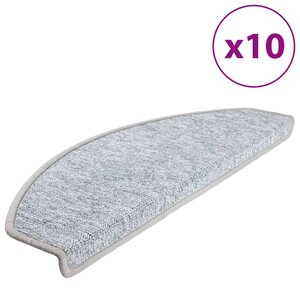 vidaXL Tapis d'escalier 10 pièces 65 x 24 x 4 cm Gris clair Demi-rond Grand