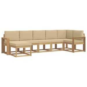 vidaXL Ensemble de canapés d'extérieur 7 pc Blanc et Beige Polyester