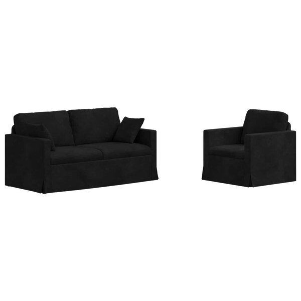 vidaXL Ensemble de Canapés 2 pc Noir Velours