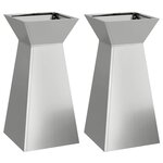vidaXL Jardinière à pilier 2 Pièces Argent 35 x 35 x 73 cm Acier
